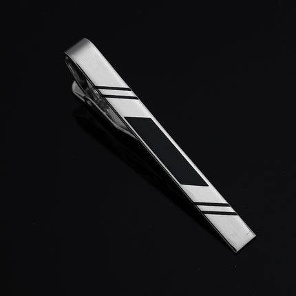 Tie Clip Men's Gold Geometric Line Style Silver Enamel Simple Classic New Black Xiangyun Copper Tie Clip