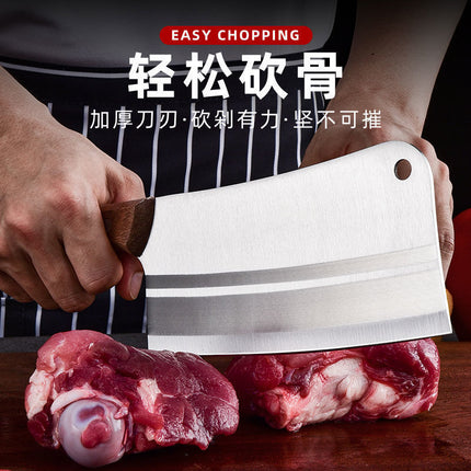 Wooden Handle Wire-drawing Household Kitchen Knife Handmade Chopping Dual-purpose Knife Sharp Slice Knife Special for Chef Knife Set Knife