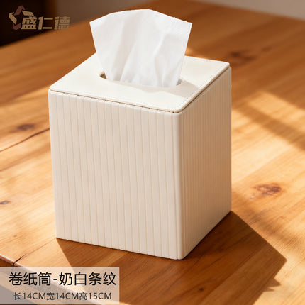 Leather Square Roll Paper Box Leather Household Paper Roll European Creative Tissue Box Hotel Living Room Guest Room Roll Paper Box