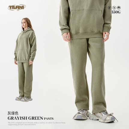 Tilani Men's Clothing 2026 Spring and Autumn Solid Color Basic Sports Suit American Style Trendy Brand Fleece-Lined Thickened Sweatshirt and Sweatpants