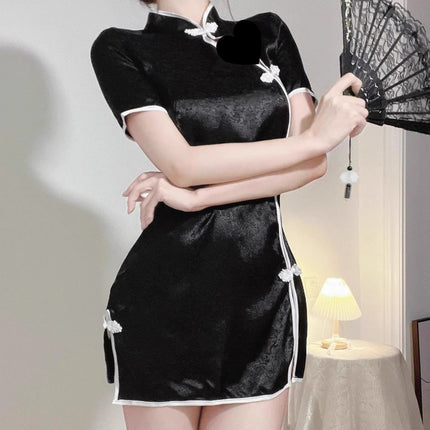 Sexy cheongsam pajamas pure desire to uniform sexy lingerie temptation hot bed satin high split high sense
