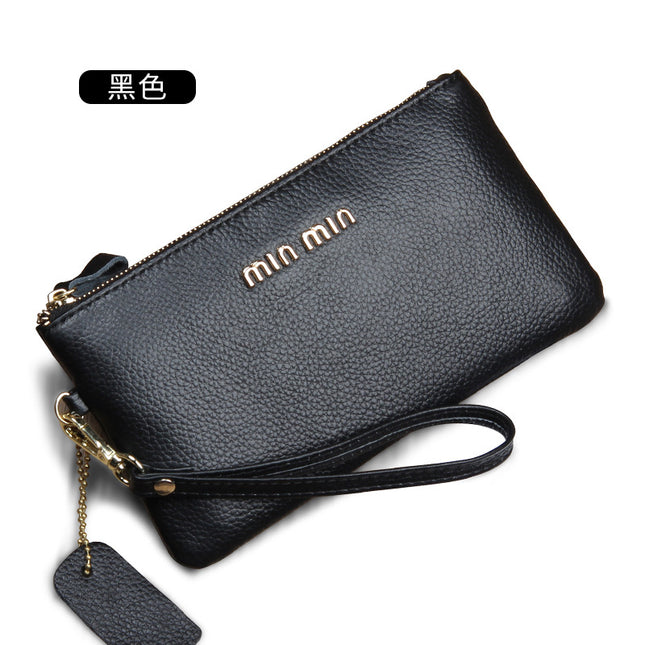 Ultra-thin Top Layer Cowhide Clutch Bag Women's All-match Fashion Big Brand Zipper Mobile Phone Bag Genuine Leather Long Wallet New