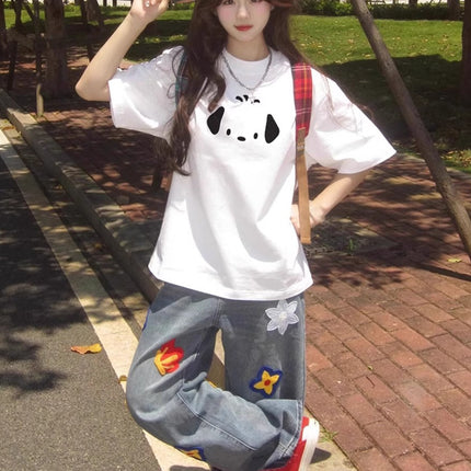 White Pure Cotton Short-Sleeve T-Shirt for Women, Summer 2026 New Popular Design, Niche Loose and Lazy Style Half-Sleeve Top