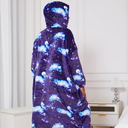 Cross-border Hot Sale Wholesale plus size Women Pajamas Flannel Hooded Starry Night Gown dress Pullover Home Clothes