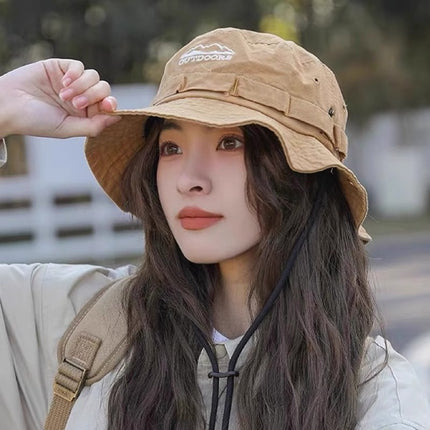 Summer Camping Style Outdoor Hiking Hat Women's Travel Leisure Fisherman Hat Sun Protection Sunshade Hat Anti-Uv Cowboy Hat