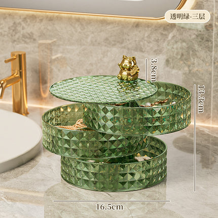 Desktop Rotating Jewelry Storage Box Home Dormitory Multi-Layer Cosmetics Storage and Organization Jewelry Box Dust-Proof Storage Rack