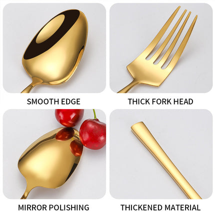 Cross-border Amazon stainless steel tableware suit 16/24 piece set small waisted western steak knife, fork and spoon suit