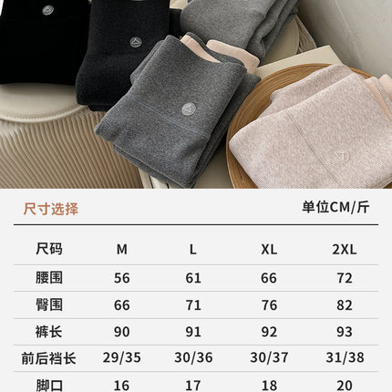 Lamb Wool Thermal Leggings for Women, Winter Fleece-Lined Thick High-Waisted Ribbed Slimming Stretchy Tight Cotton Pants