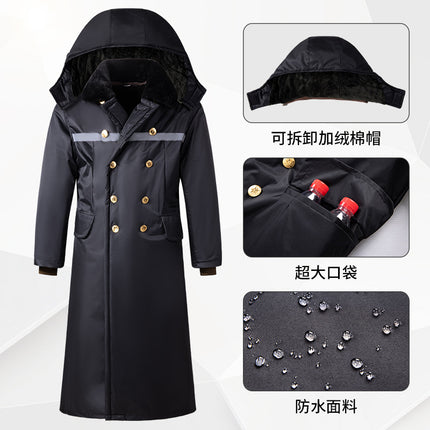 Long Military Cotton Coat Winter Extended and Thickeneded Cold Storage Cold-Proof Labor Protection Clothing Security Property Duty Coat Cotton Coat