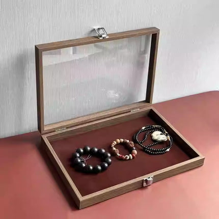 Walnut Grain Large Capacity Jewelry Storage Box Ring Earrings Necklace Jewelry Box Bracelet Jewelry Dustproof Display Box