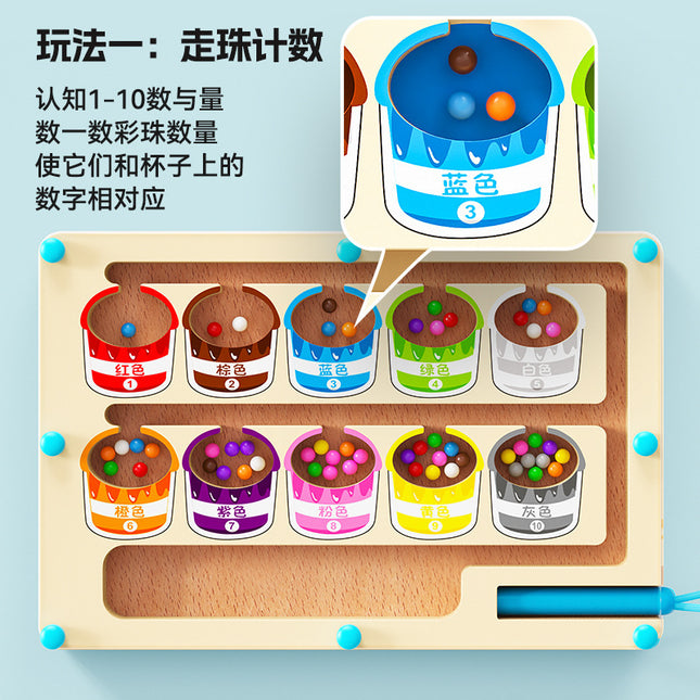 Wooden Children's Ice Cream Dinosaur Intelligence Magnetic Absorption Maze Space Logical Thinking Holding Pen Early Education Educational Wooden Toys