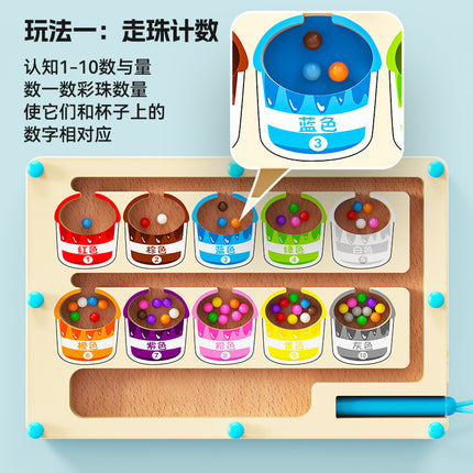 Wooden Children's Ice Cream Dinosaur Intelligence Magnetic Absorption Maze Space Logical Thinking Holding Pen Early Education Educational Wooden Toys