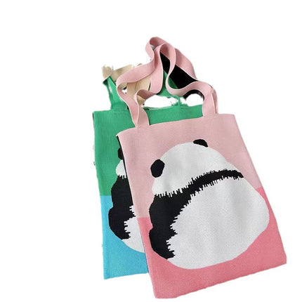 2025 Back Panda Knitted Bag Factory Tote Bag Canvas Bag Women's Shoulder Bag Handbag Souvenir Wholesale