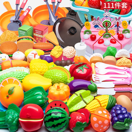 Cross-border Children's Play-house Fruit Chicing Simulation Kitchen Stove Girl Vegetable Cake Pizza Toy suit