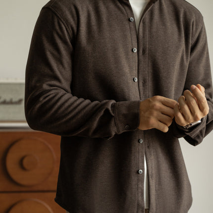 Light Mature Sanding Heat Storage Wool Long Sleeve Shirt Men's Youth Autumn and Winter New Warm Light Mature Inner Base Shirt