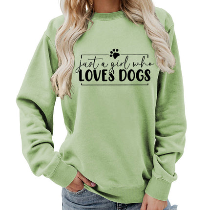 Loves dogs Printed Round Neck Women's Top Sweater Foreign Trade Supply Autumn and Winter Coat Casual Loose European Size Cross
