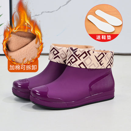 Cross-border hot-selling rain shoes women's short tube outer wear water shoes warm non-slip rain boots waterproof boots rubber shoes overshoes wholesale