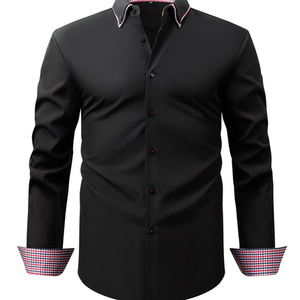 Men's Light Business Casual Shirt Mustard Yellow Square Cross-Border