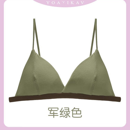 Contrasting Color Simple Style Beautiful Back Nearby Girl's Non-marking Triangle Cup Thin Strapless Non-rimmed Bra Sexy Bra