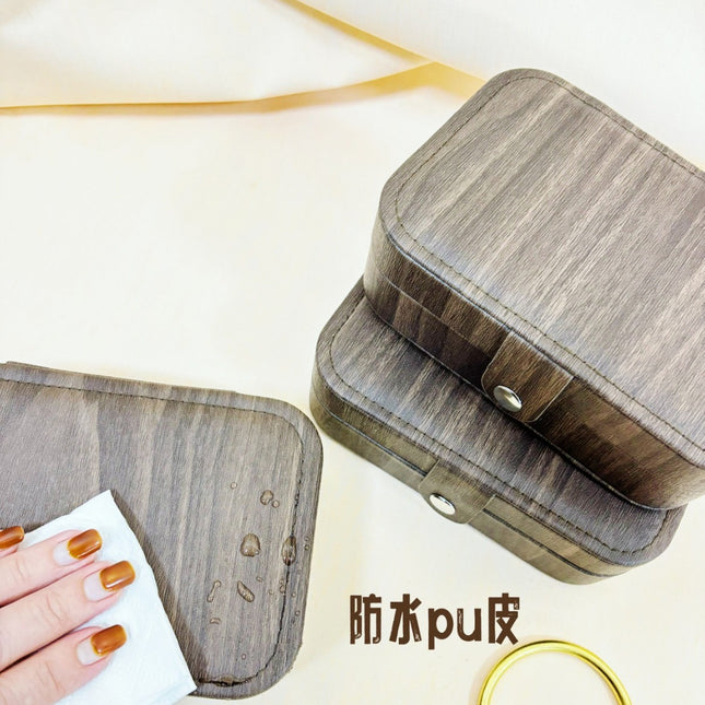 Cross-Border Tree-Patterned Leather Double-Layer Jewelry Storage Box, Necklace Jewelry Storage Bag, Portable Jewelry Box, Earrings, Ear Studs