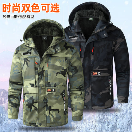 Cashmere Suit Autumn and Winter Men's Work Clothes Thickened Cold-proof Windproof Waterproof Warm Cycling Mountaineering Suit Outdoor
