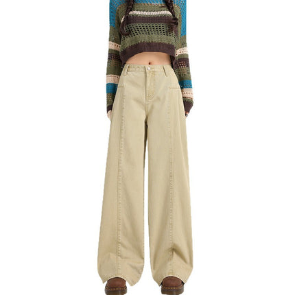 2026 Autumn Basic Style Niche High-End Loose Draped Straight Wide-Leg Floor-Length Women's Trousers Extended Length