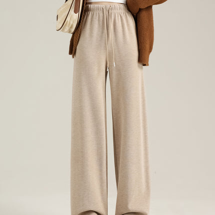 Manufacturer Wholesale Imitation Cashmere Loose Wide-Leg Pants for Women Autumn and Winter New High-Waist Draped Fleece-Lined Thickened Straight-Leg Floor-Length Pants