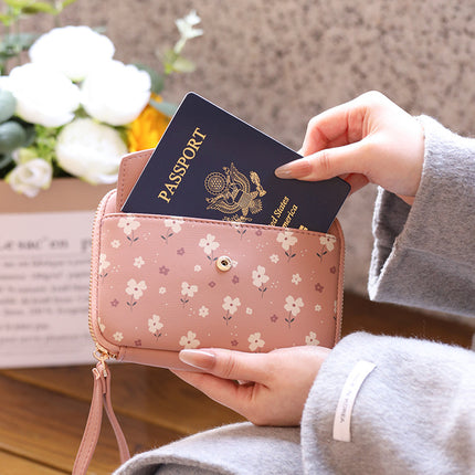 New Passbook Bag Sweet Girl Flower Flower Mini Coin Purse Large Capacity Leather Small Organ Women Wholesale