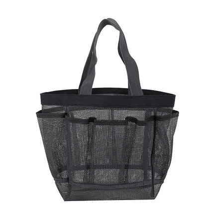Hollow Beach Bag Shoulder Portable Mesh Bath Fitness Swimming Bath Bag 8 Pocket Cosmetics Storage Beach Bag