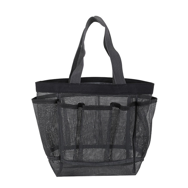 Hollow Beach Bag Shoulder Portable Mesh Bath Fitness Swimming Bath Bag 8 Pocket Cosmetics Storage Beach Bag