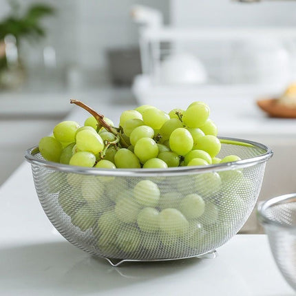 Cross-border Stainless Steel Thickened Vegetable Washing Basin Draining Basket Household Kitchen Rice Washing Artifact Vegetable Washing Basin Rice Washing Sieve Rice Washing Basin