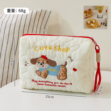 Cute Puppy Satchel Storage Cosmetic Bag for Women Satchel Large-Capacity Skin Care Brush Travel Toiletry Bag