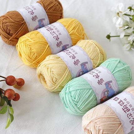 Xuefeier 4-Strand Milk Cotton Wool Ball 4-Strand Combed Cotton Thread Does Not Ball Baby Hand-Knitted DIY Cute Doll