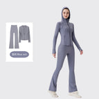 Hooded horn blue and gray suit / 2/S