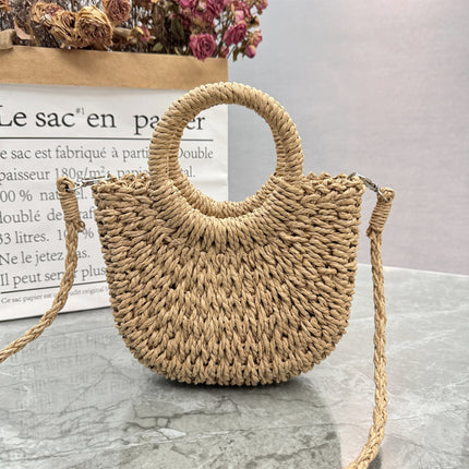 Straw Bag Handwoven Bag Women's 2025 Seaside Vacation Outdoor Daily Beach Handbag Tote Bag