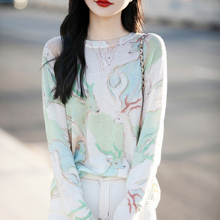 [120 water-soluble] worsted ultra-fine water-soluble wool ink painting round neck skin-friendly thin knitted base shirt