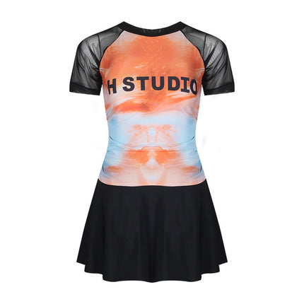 Children's Swimwear Girl's 2024 Summer New Girls' Split Skirt Swimwear Sunscreen Swimwear for Middle and Big Kids and Students