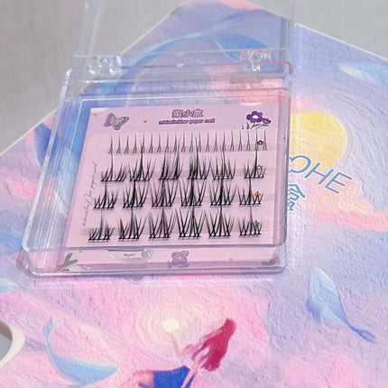 Mi Xiaohe Travel Series Airy Lower Eyelash Lip Glaze Devil Trilogy Single Cluster Ultra-Fine Stem Natural False Eyelashes