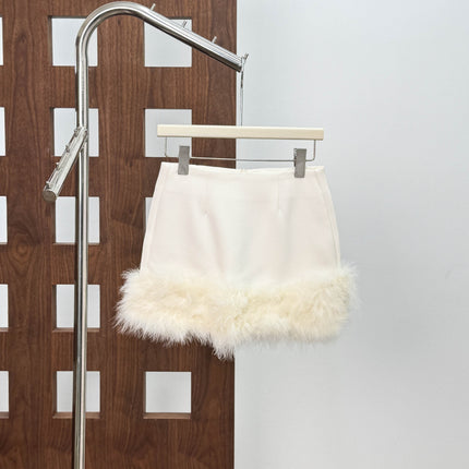 European and American Niche Design, Chanel-Style Single-Breasted Blazer with High-Waisted Fur-Trimmed Hem Skirt Set for Women