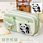 9-layer new large-capacity pencil case [green panda]