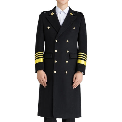 tweed coat clothing property uniform post image winter long security work clothes men's woolen coat wool concierge