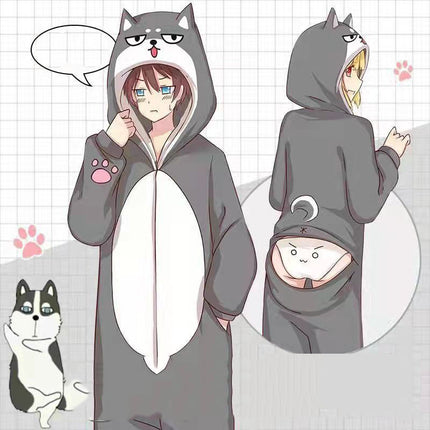 Autumn and Winter Cartoon One-Piece Pajamas for Students Husky Ao Bing Shiba Inu Hamster Couple Two-Dimensional Animation One Piece Dropshipping
