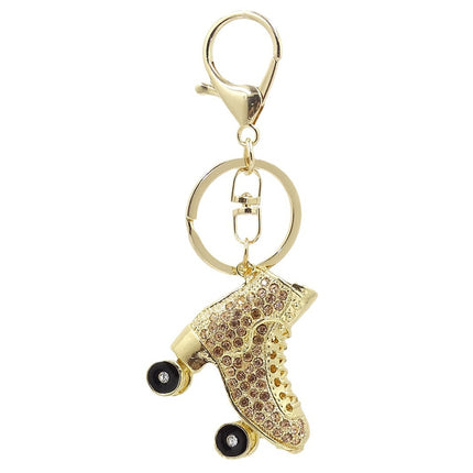Fashion creative three-dimensional skate shape key chain alloy two-sided diamond drop oil car pendant cross-border hot sale