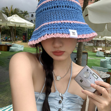 Colorful Straw Fisherman Hat Women's Summer Face Showing Small New All-match Straw Hat Beach Sunshade Sun Hat Trendy