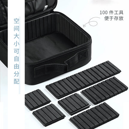 Decemars Multifunctional Storage Cosmetic Bag with Free Space Division, Large Portable Multi-Layer Removable Partition Bag