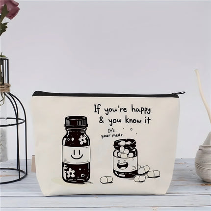 Cross-border Hot Selling Printed Canvas Cosmetic Bag Women Clutch Bag Student Zipper Pencil Case Wholesale Large Capacity Storage Bag