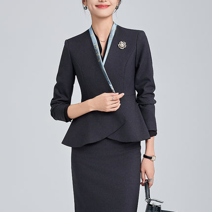High-end Suit suit Women's Spring and Autumn High-end Temperament Professional Uniform Hotel Front Desk Tooling Beauty Salon Overalls