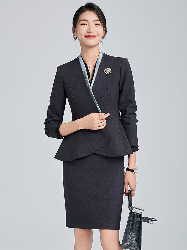 High-end Suit suit Women's Spring and Autumn High-end Temperament Professional Uniform Hotel Front Desk Tooling Beauty Salon Overalls