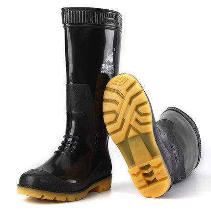Rain Boots Aote Stepping High-Top Men's 808 Black Thickeneded High-Top Labor Protection Rain Boots Construction Site Work Waterproof Water Boots