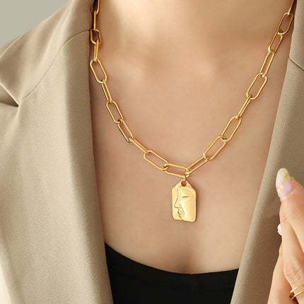 European and American Street Trendy Spice Girl Light Luxury Crude Chain Natural Freshwater Pearl Necklace Detachable Wear Titanium Steel Necklace